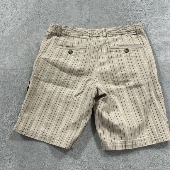 Columbia Cargo Shorts Women 8 Beige Striped‎ - Picture 3 of 6